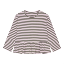 Birkholm Peplum Rib Bluse Skygge Grøn & Baby Lyserød